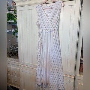 Calvin Klein Cream Maxi Dress with Tan Stripes